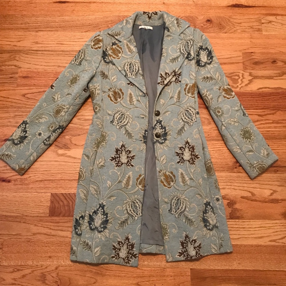 CAbi Jacquard Blue Pea Coat